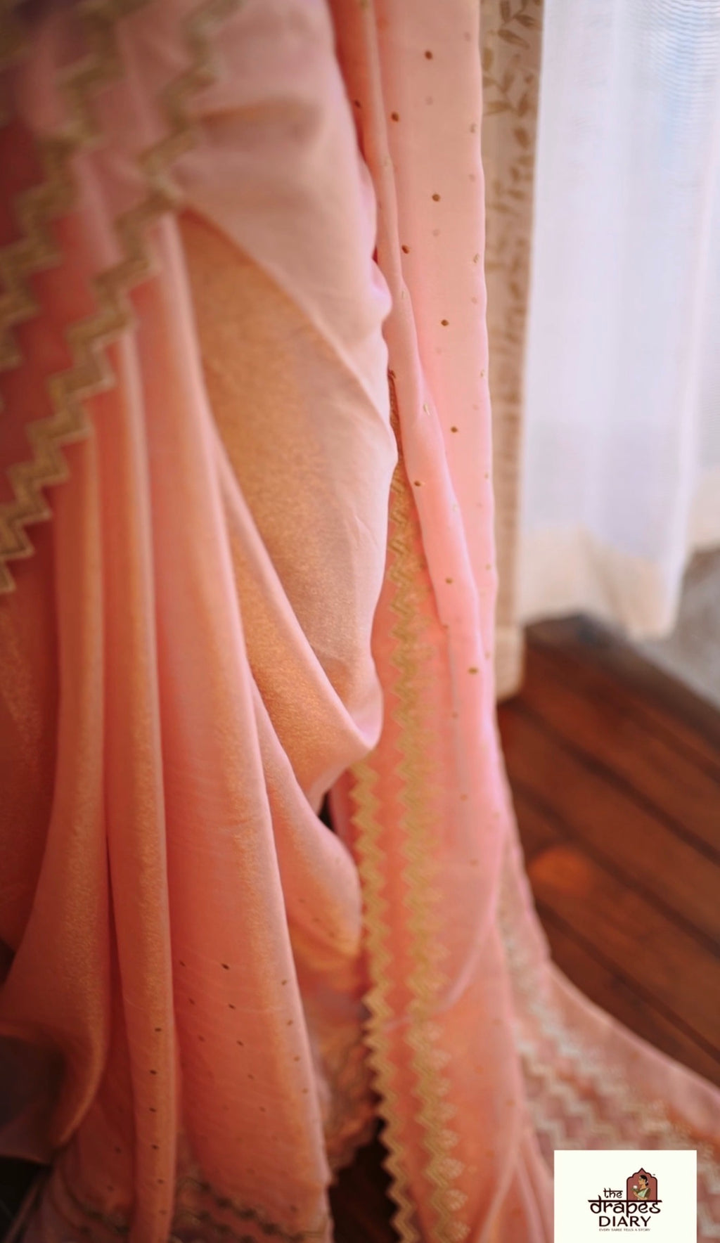 Coral Mirage – Coral Pink Shimmer Georgette Saree