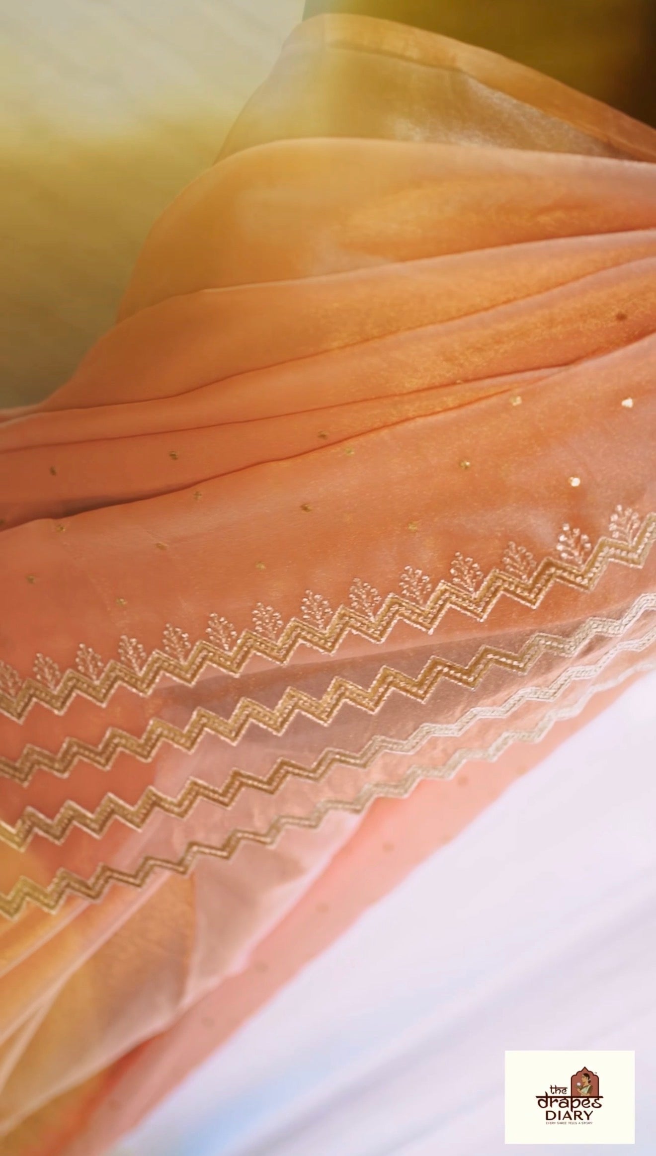 Coral Mirage – Coral Pink Shimmer Georgette Saree
