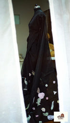 Midnight Sonata – Jet Black Glass Tissue Saree