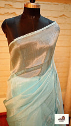 Mint Reverie – Seafoam Green Glass Tissue Saree