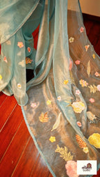 Mint Reverie – Seafoam Green Glass Tissue Saree