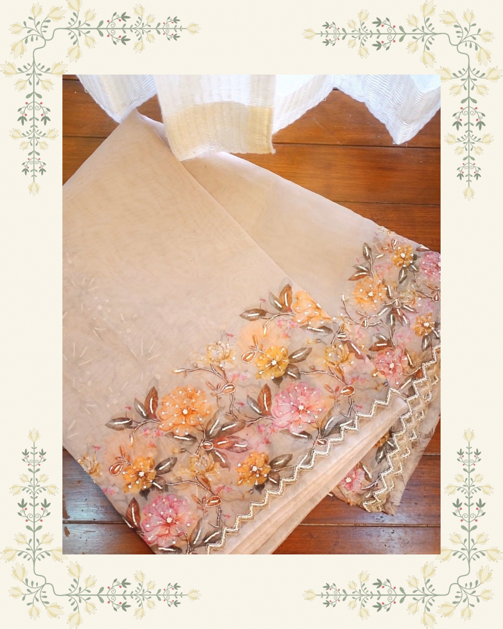 Gul Muse – Dusty Mauve Organza Saree