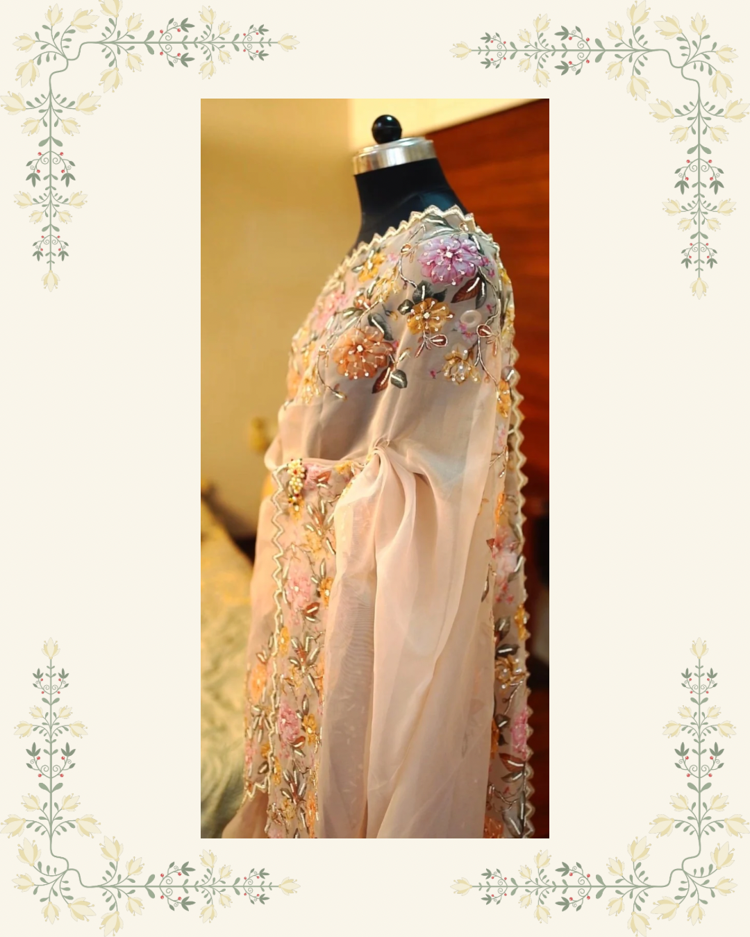 Gul Muse – Dusty Mauve Organza Saree