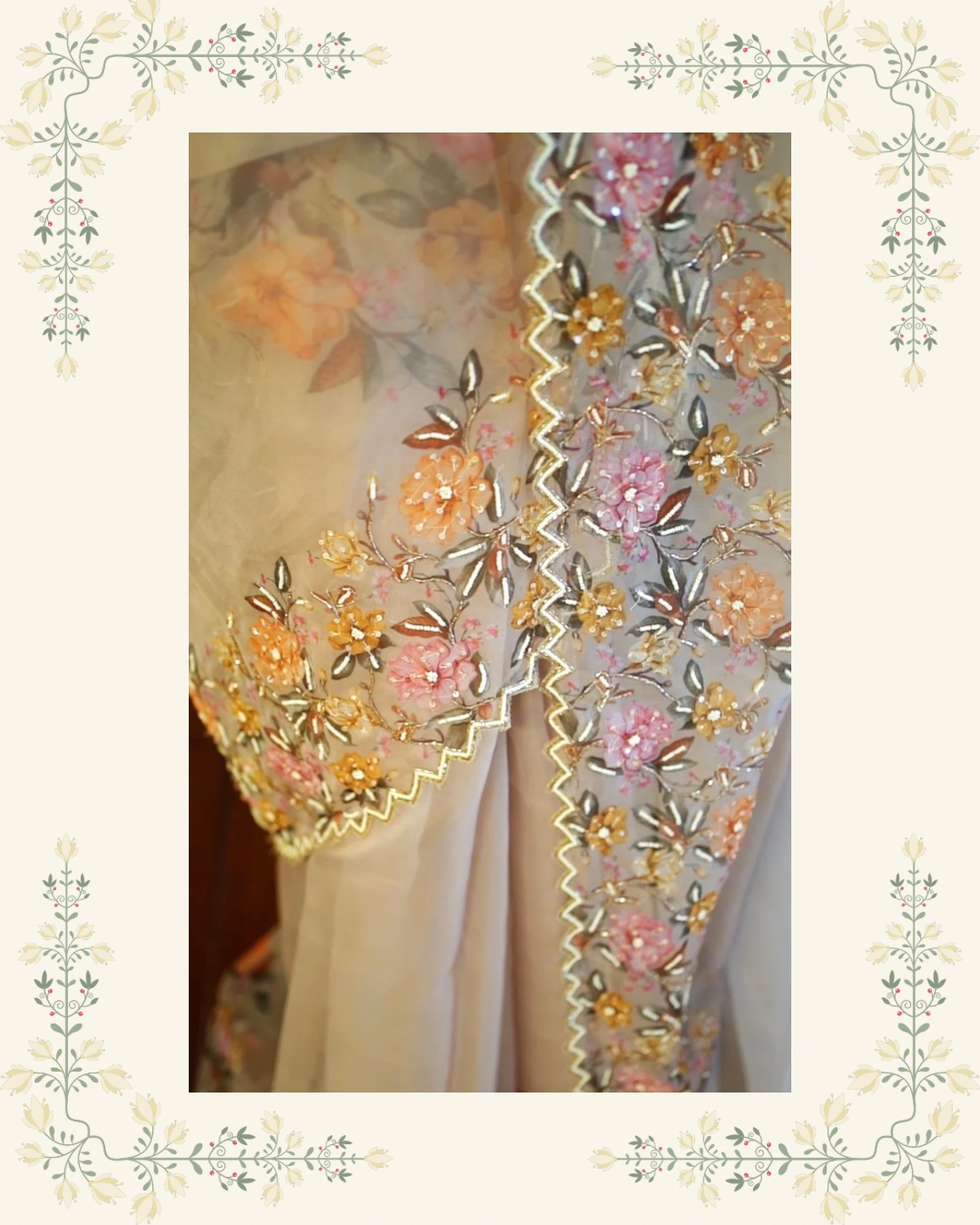 Gul Muse – Dusty Mauve Organza Saree