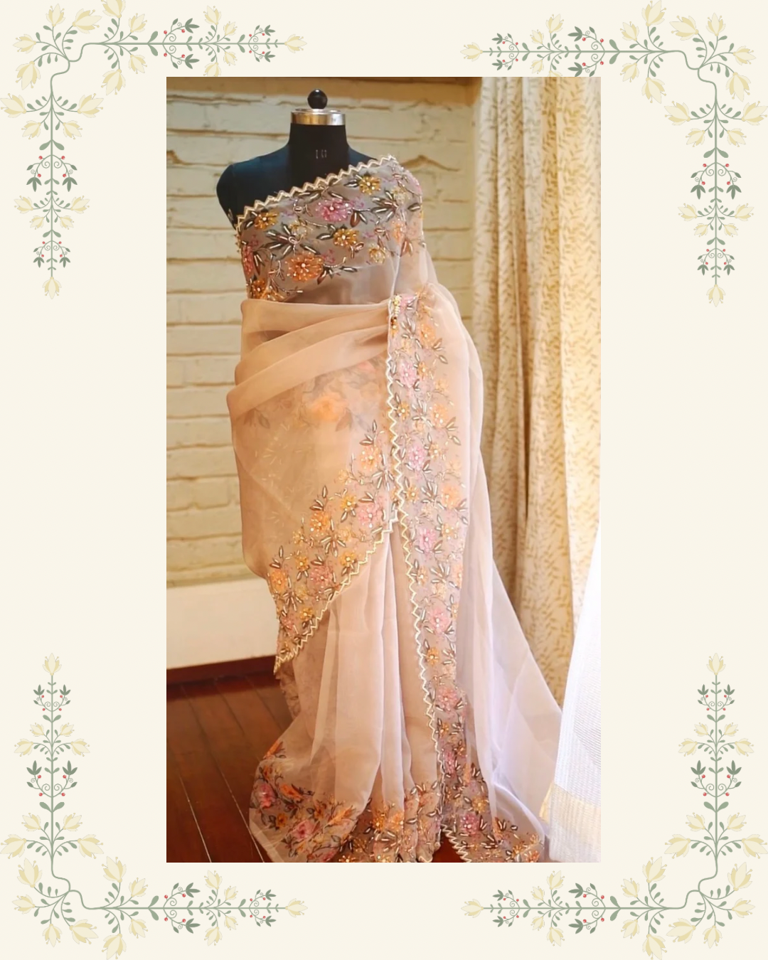 Gul Muse – Dusty Mauve Organza Saree