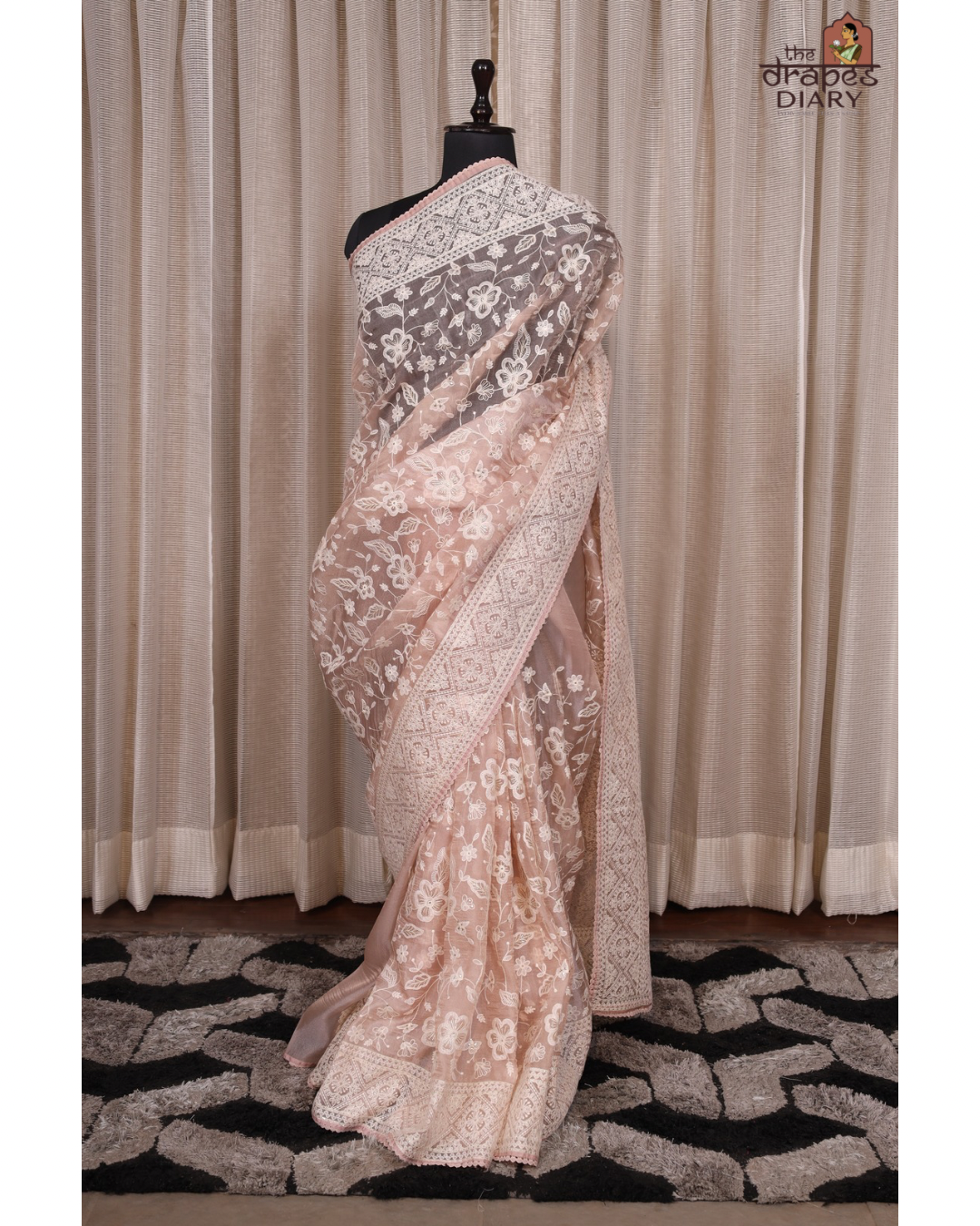 Rosé Reverie – Soft Blush Pink Georgette Saree