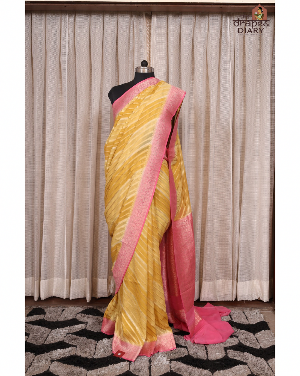 Sunlit Leheriya – Lemon Yellow Georgette Saree