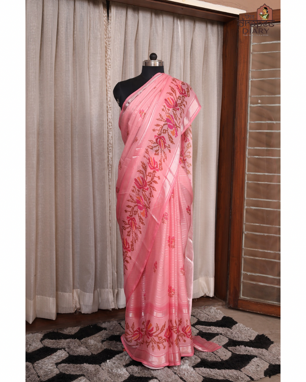 Blush Whisper – Onion Pink Chiffon Saree
