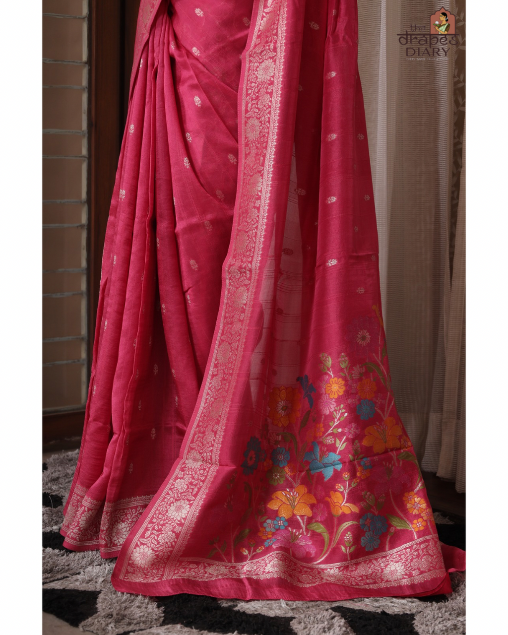 Rani Bagh - Tussar silk saree with Zari border and Meenakari Pallu