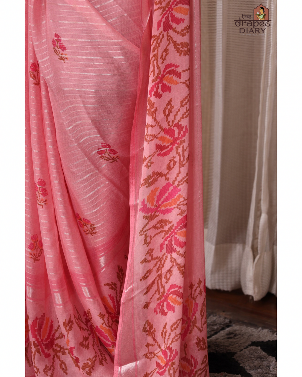 Blush Whisper – Onion Pink Chiffon Saree