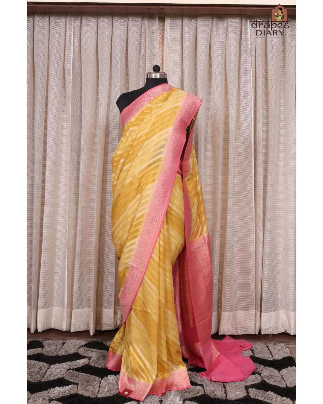 Sunlit Leheriya – Lemon Yellow Georgette Saree