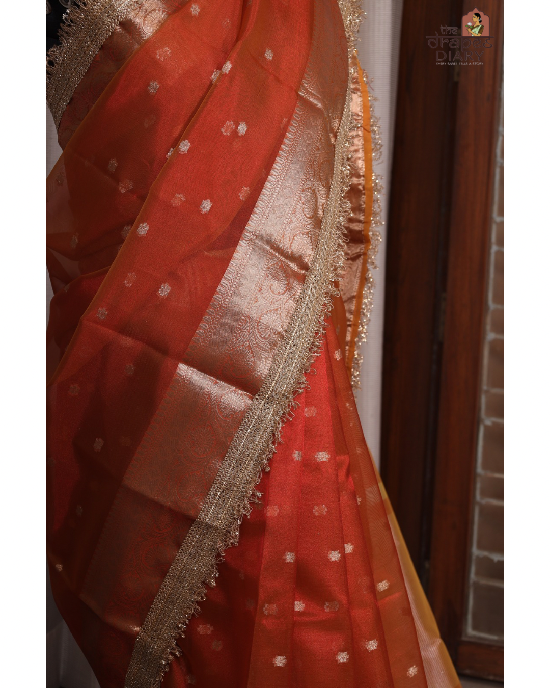 Sunset Glow –  Tissue Saree