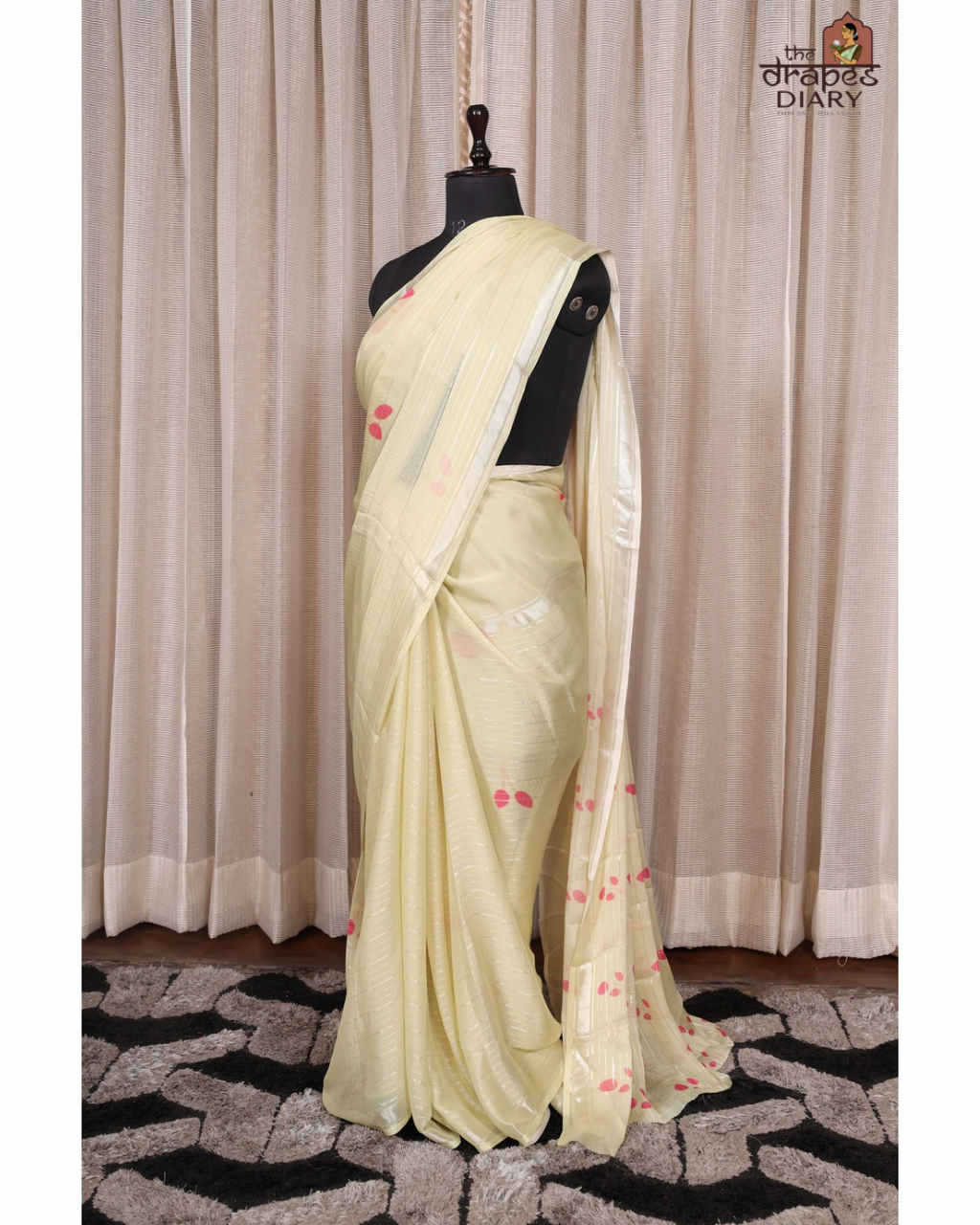 Lemon Glow – Soft Lemon Yellow Chiffon Saree