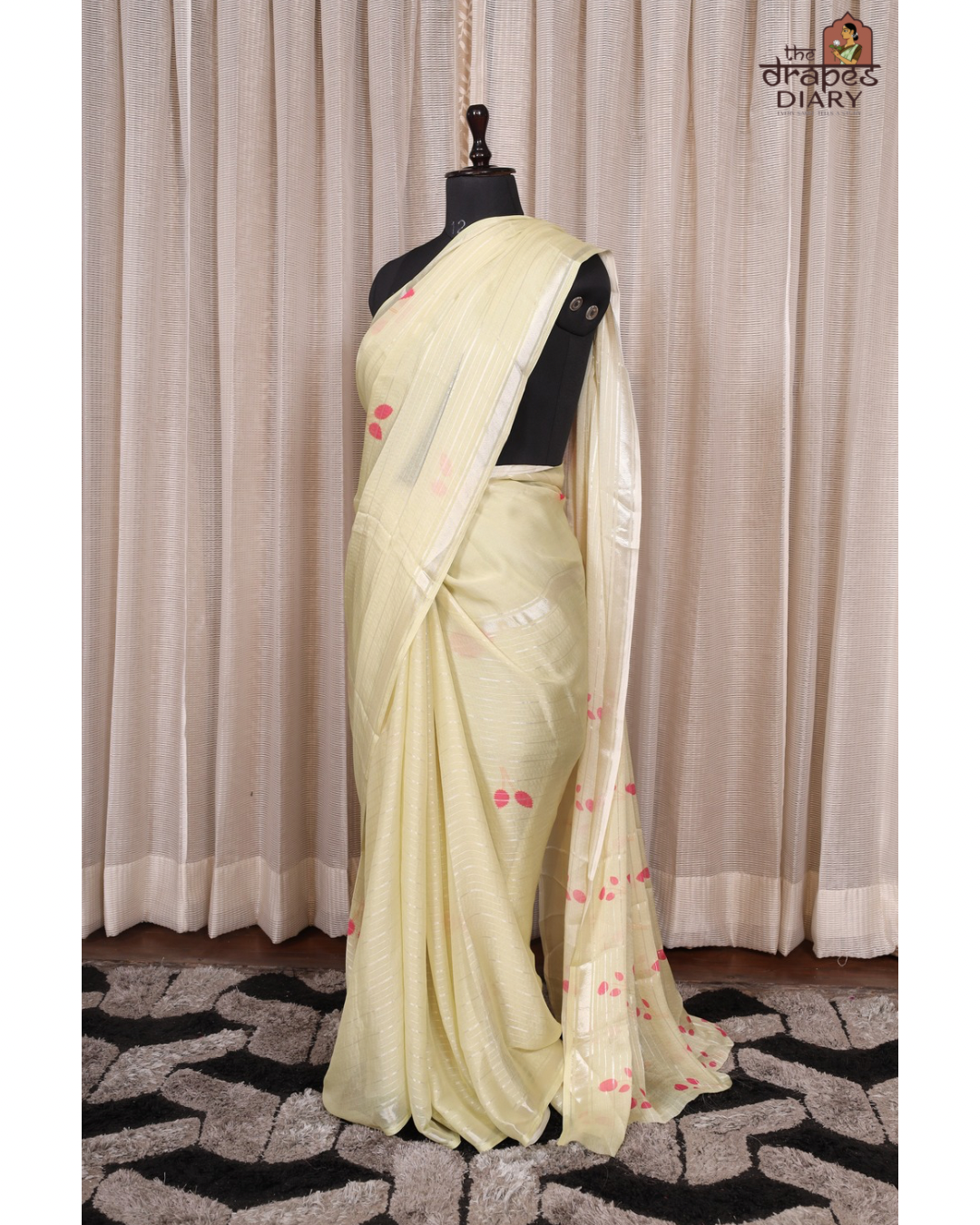 Lemon Glow – Soft Lemon Yellow Chiffon Saree