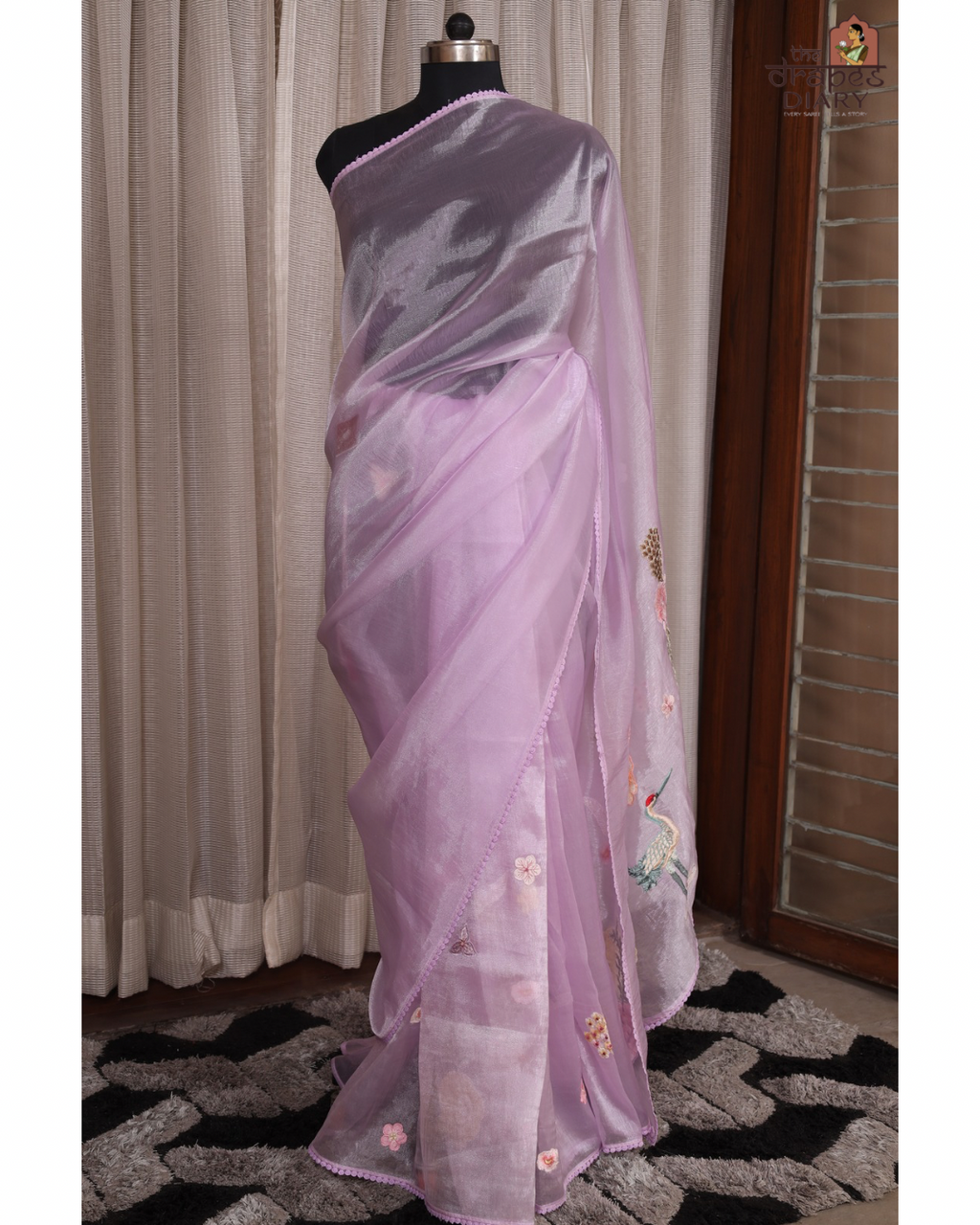 Enchanted Garden – Lavender Glass Tissue Saree