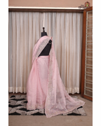 Candy Glow – Baby Pink Crush Tissue Saree