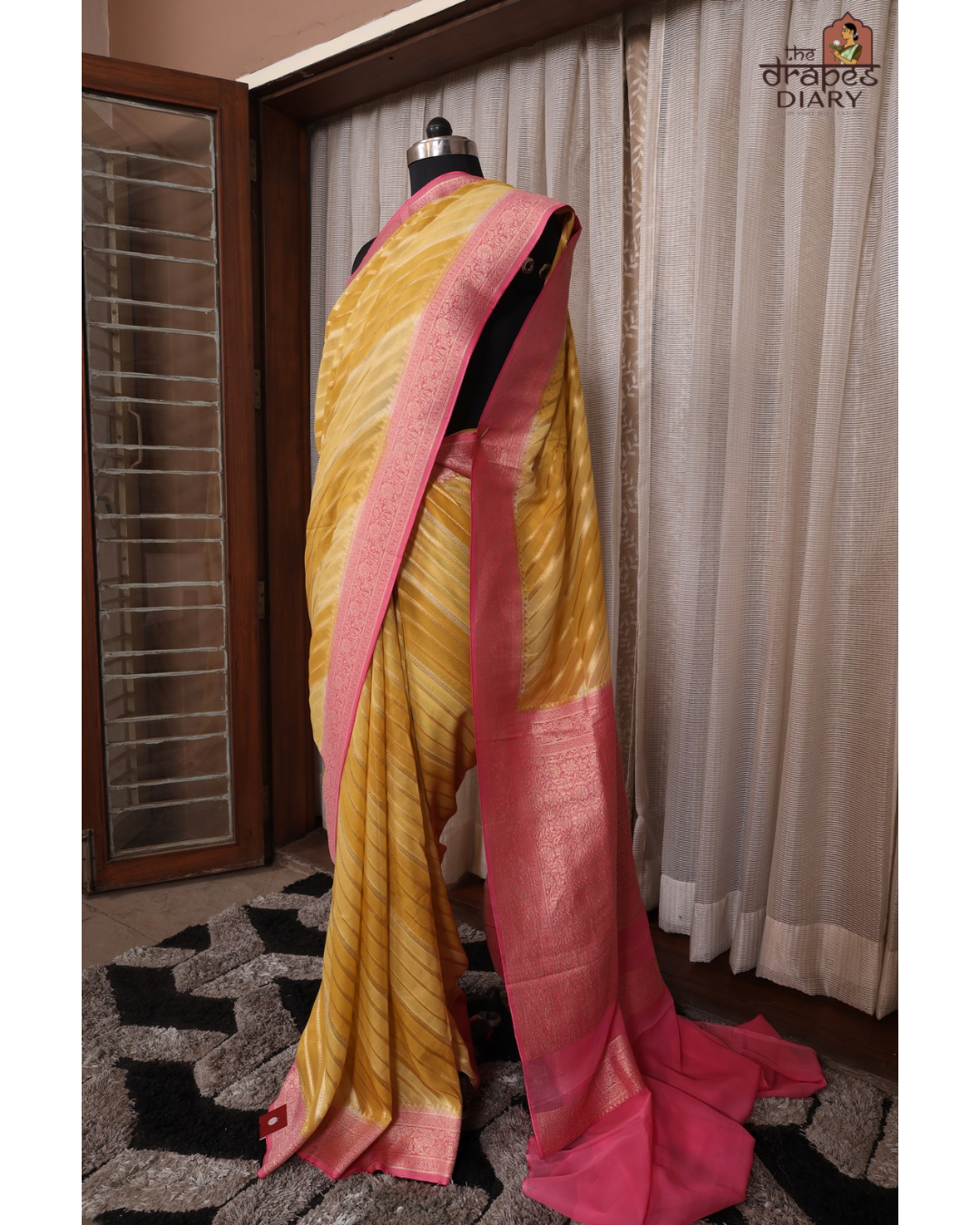Sunlit Leheriya – Lemon Yellow Georgette Saree