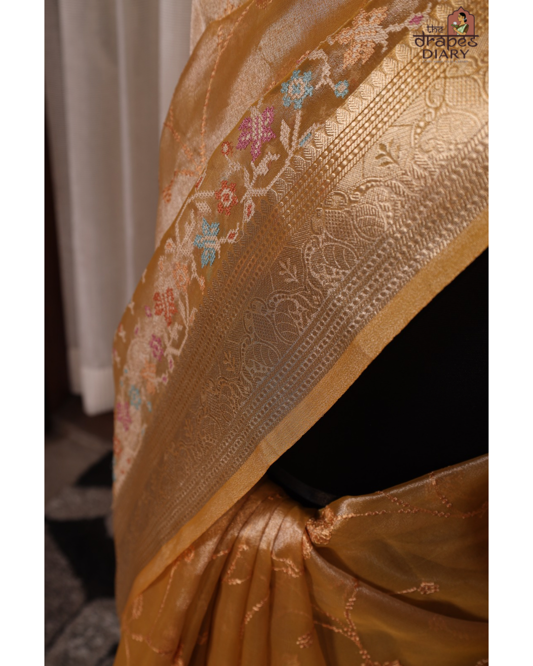 Golden Bloom – Golden Mustard Tissue Saree