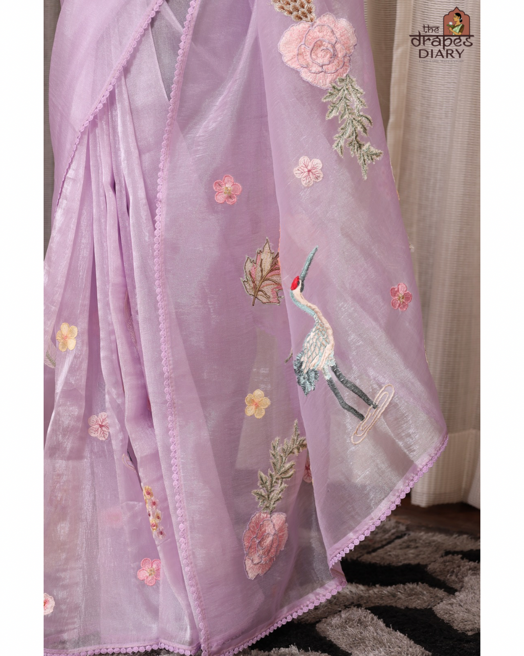 Enchanted Garden – Lavender Glass Tissue Saree
