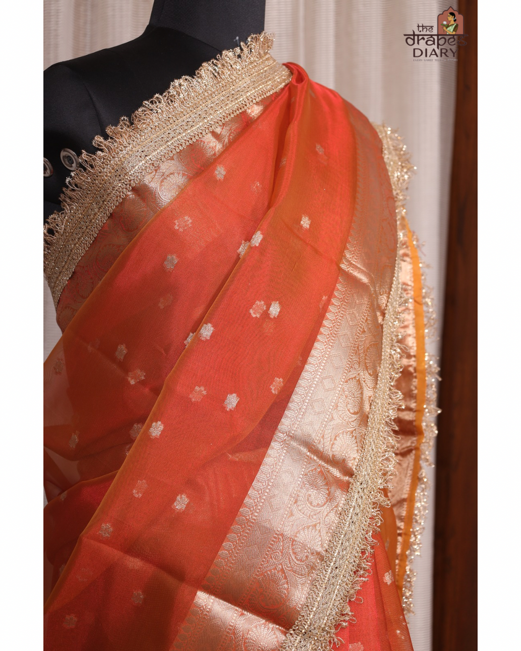 Sunset Glow –  Tissue Saree