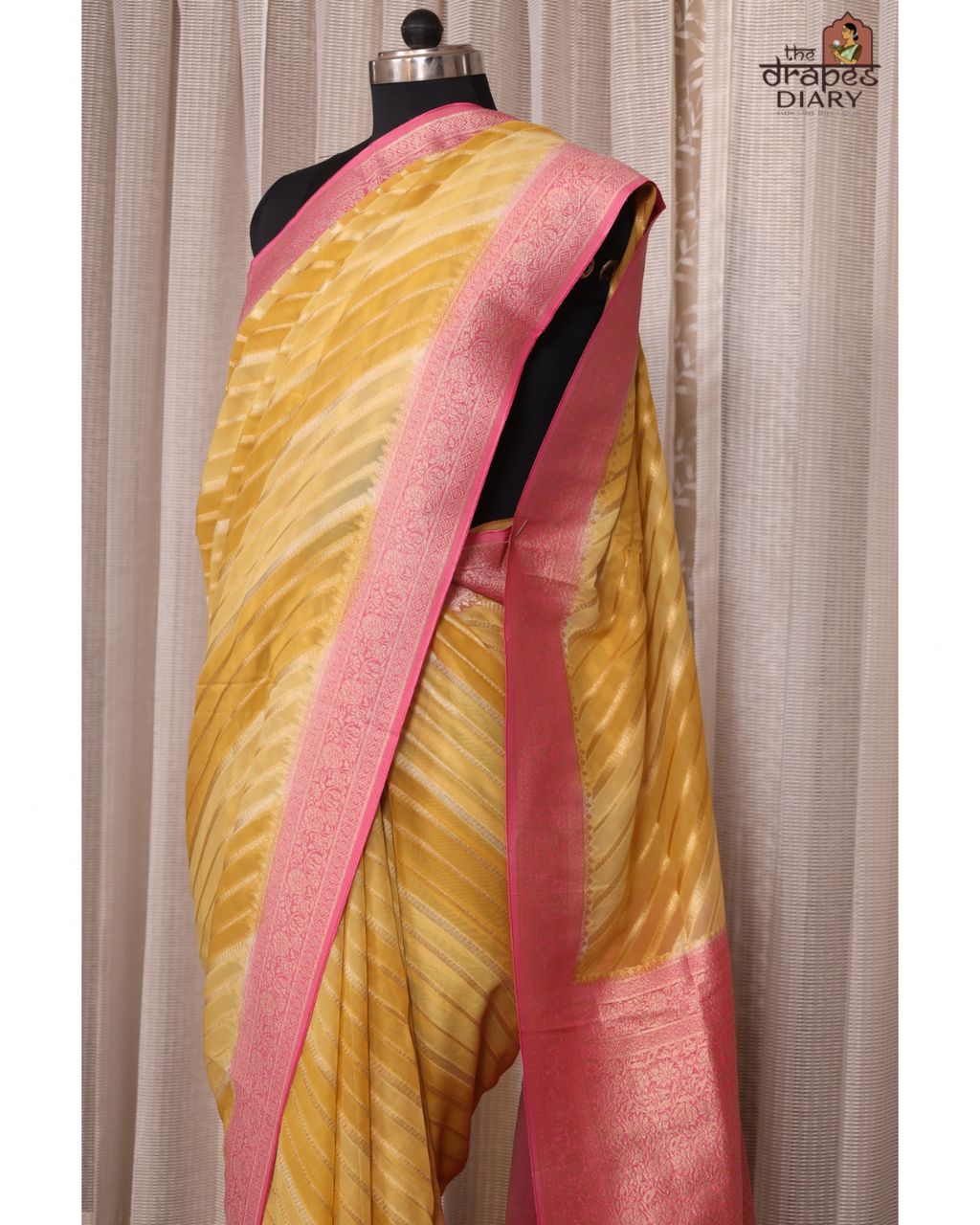 Sunlit Leheriya – Lemon Yellow Georgette Saree