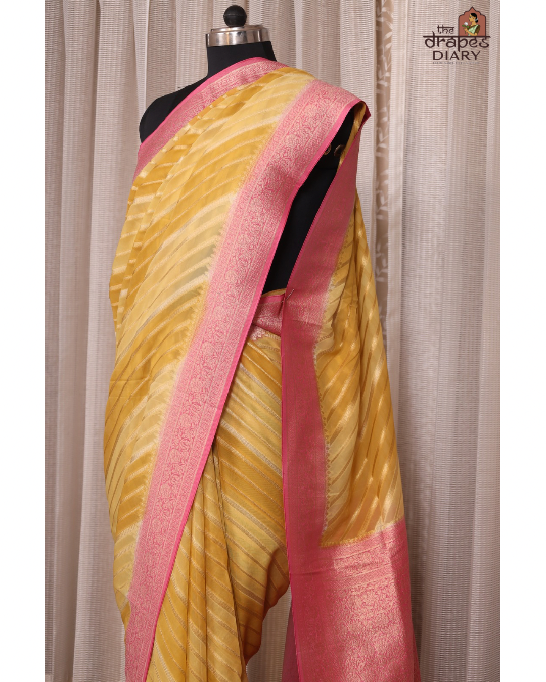 Sunlit Leheriya – Lemon Yellow Georgette Saree