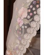Ivory Bloom – 3D Floral Crush Tissue Saree