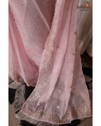 Candy Glow – Baby Pink Crush Tissue Saree