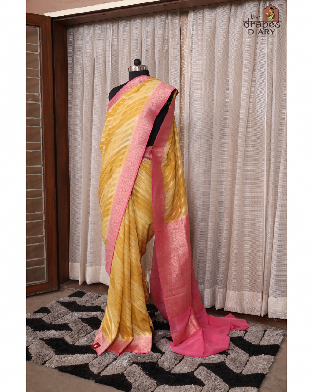 Sunlit Leheriya – Lemon Yellow Georgette Saree