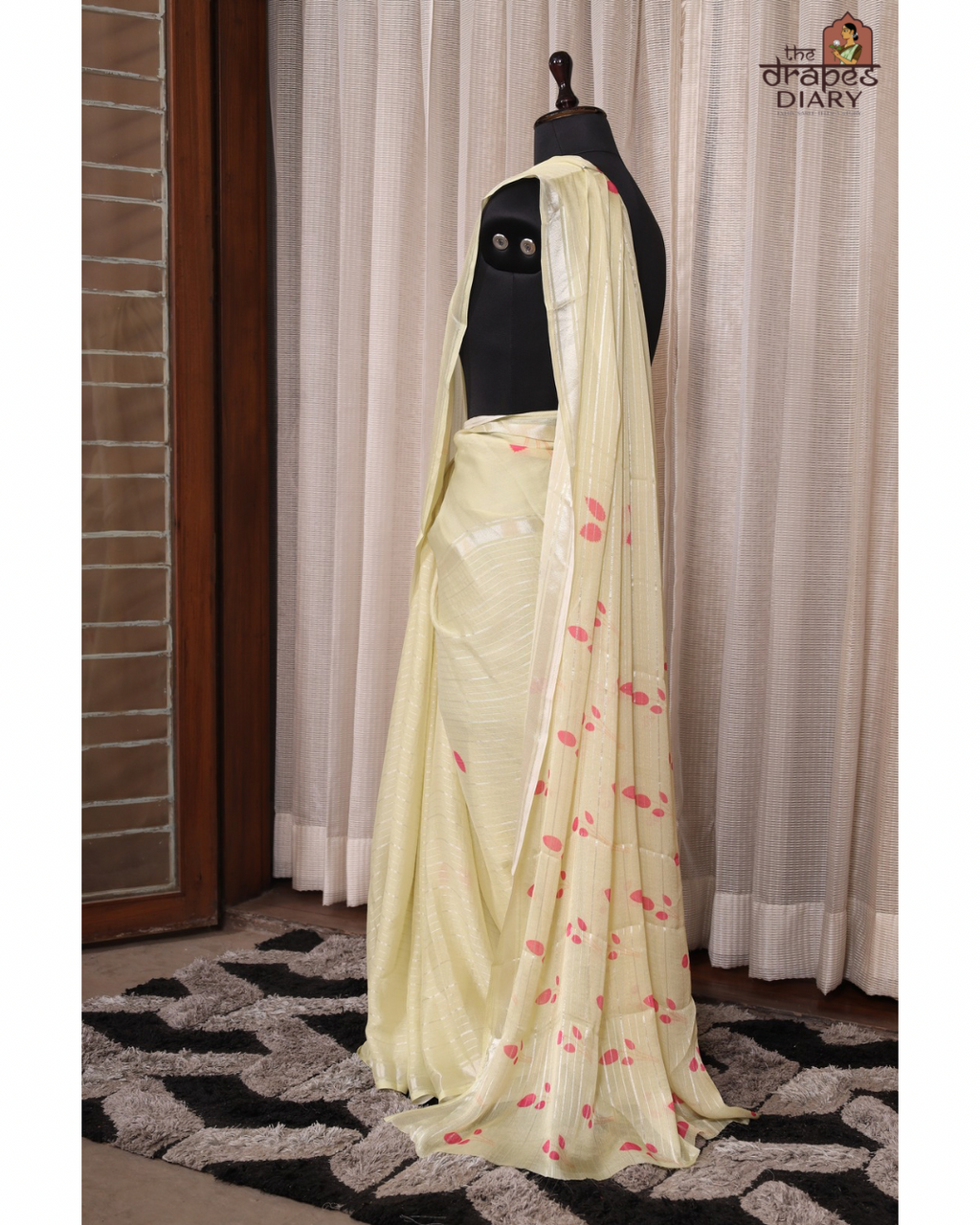 Lemon Glow – Soft Lemon Yellow Chiffon Saree