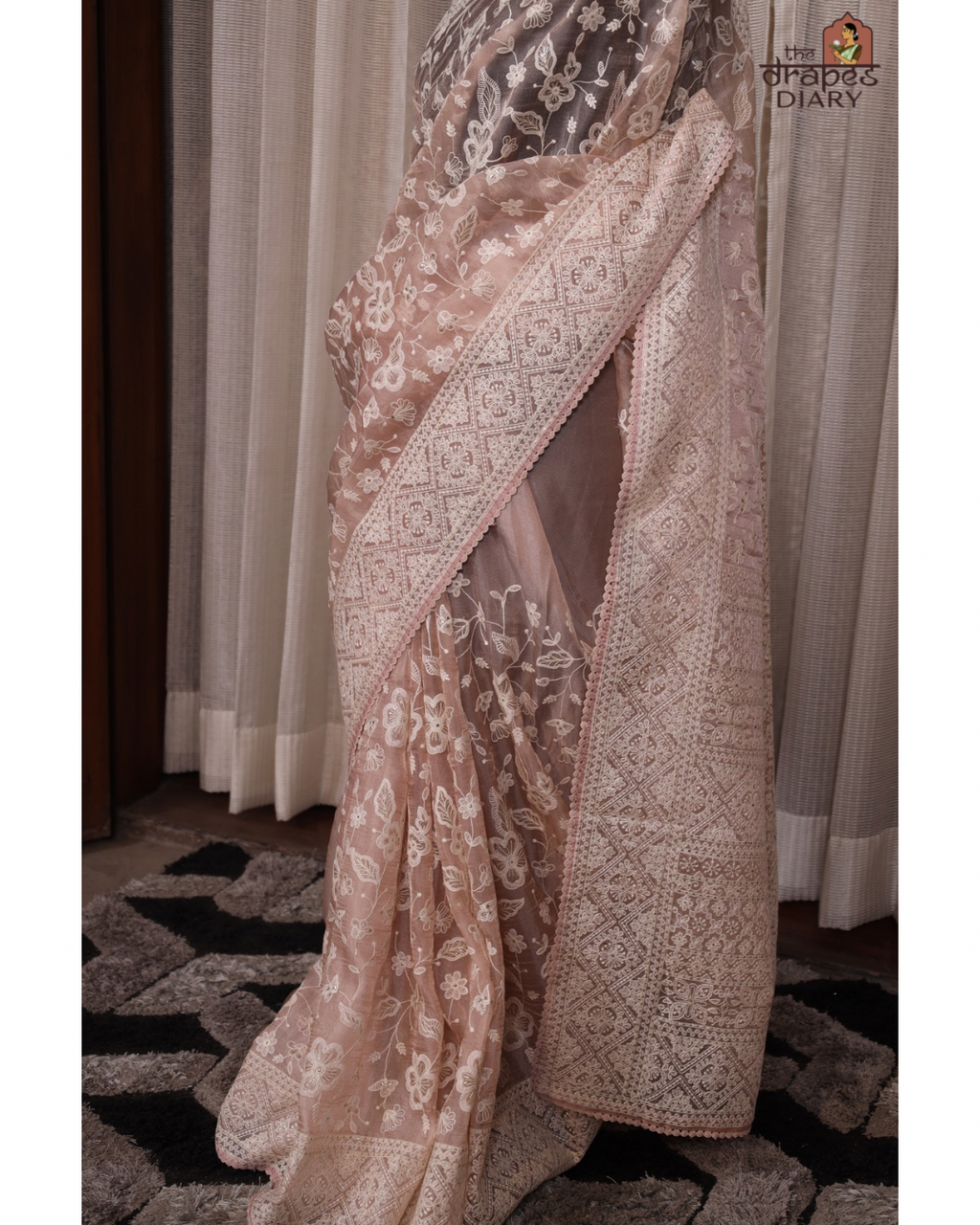 Rosé Reverie – Soft Blush Pink Georgette Saree