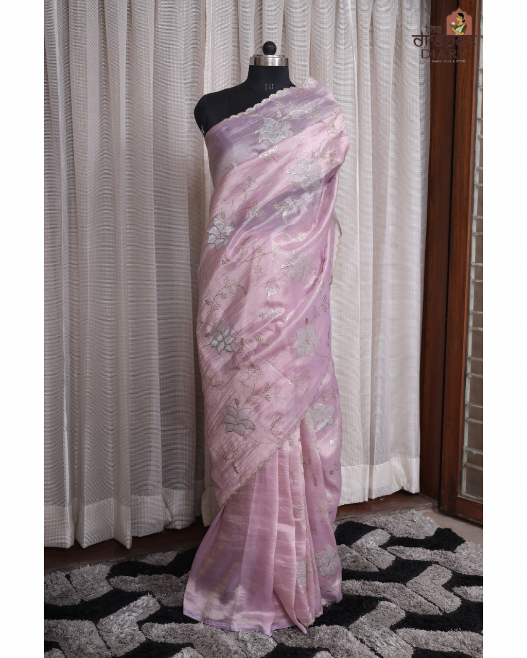 Lavender Mist – Soft Lilac Crush Tissue Saree