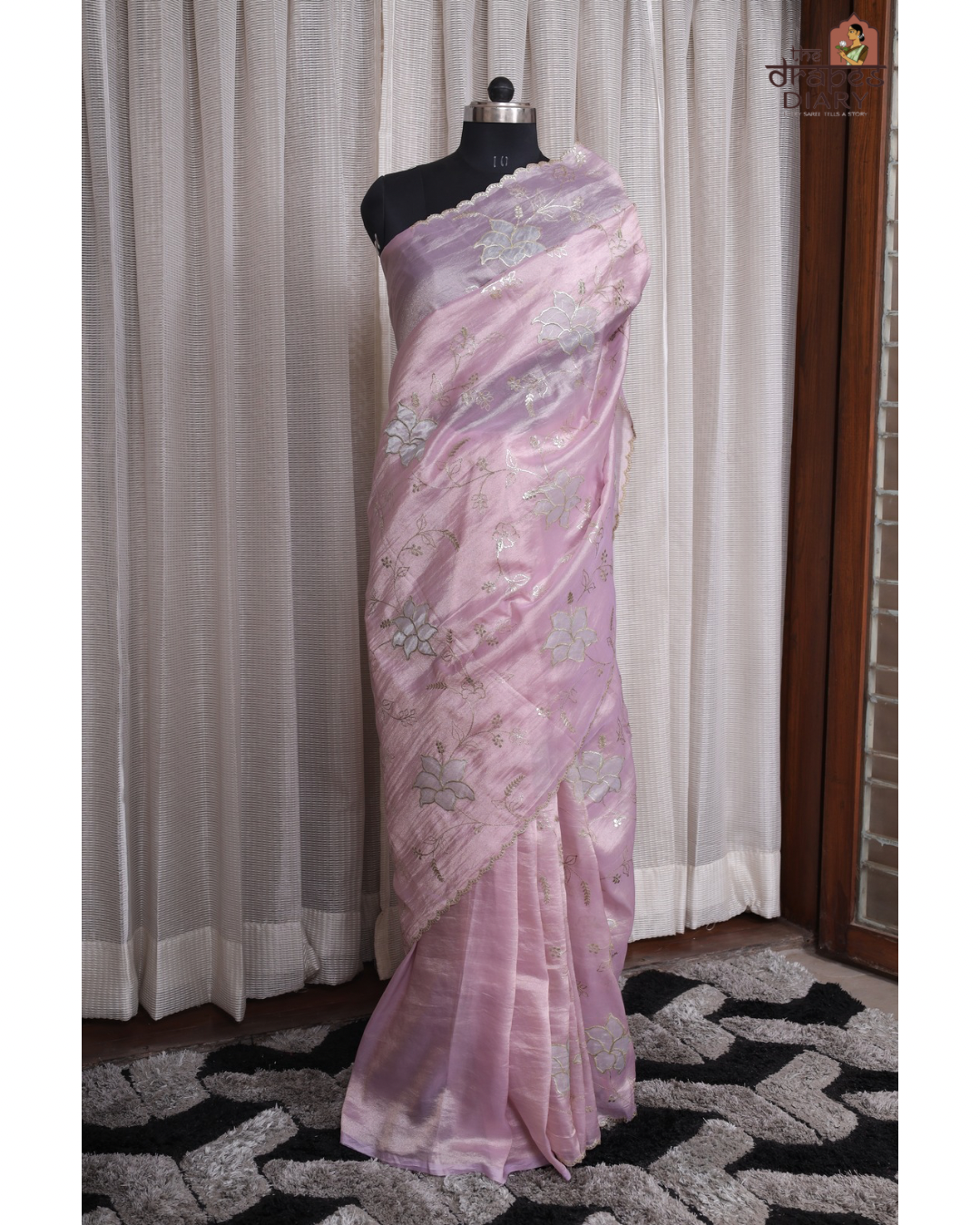 Lavender Mist – Soft Lilac Crush Tissue Saree