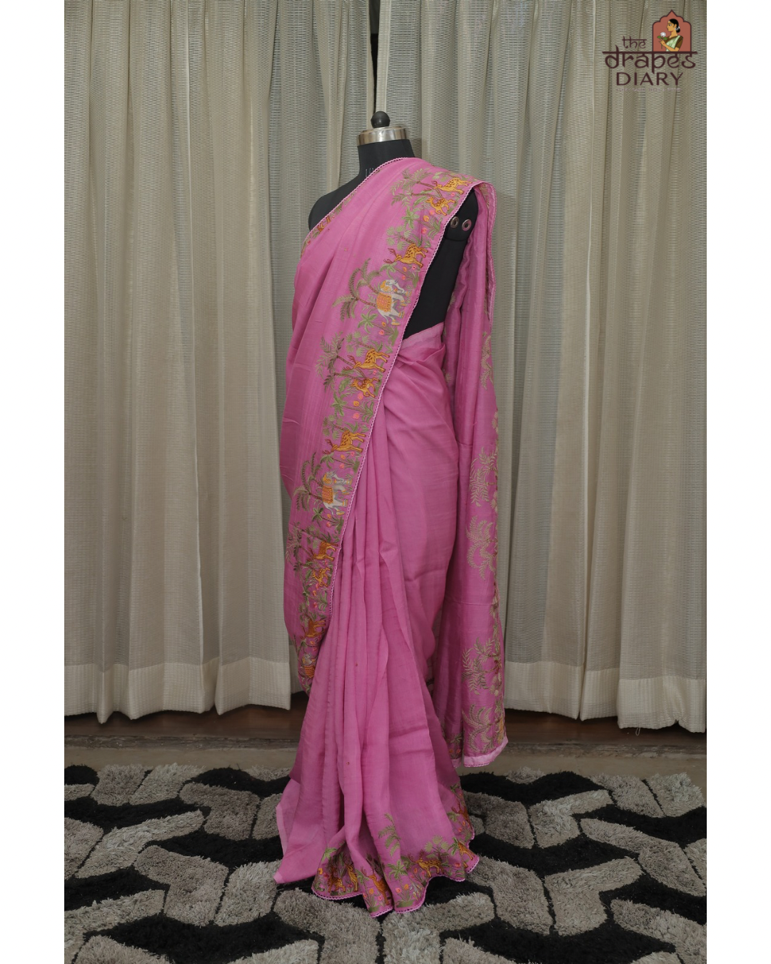 Regal Safari – Magenta Tussar Satin Saree