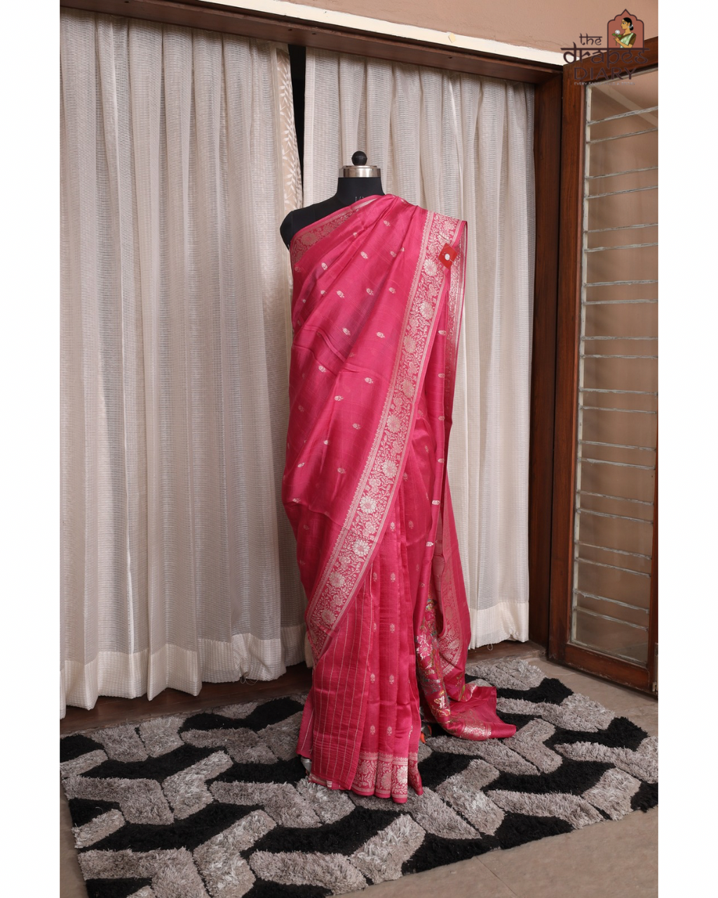 Rani Bagh - Tussar silk saree with Zari border and Meenakari Pallu