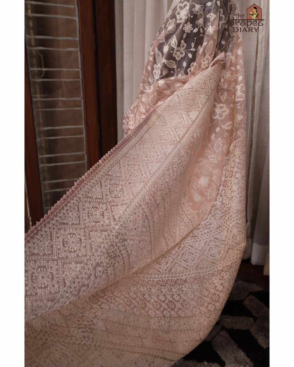 Rosé Reverie – Soft Blush Pink Georgette Saree