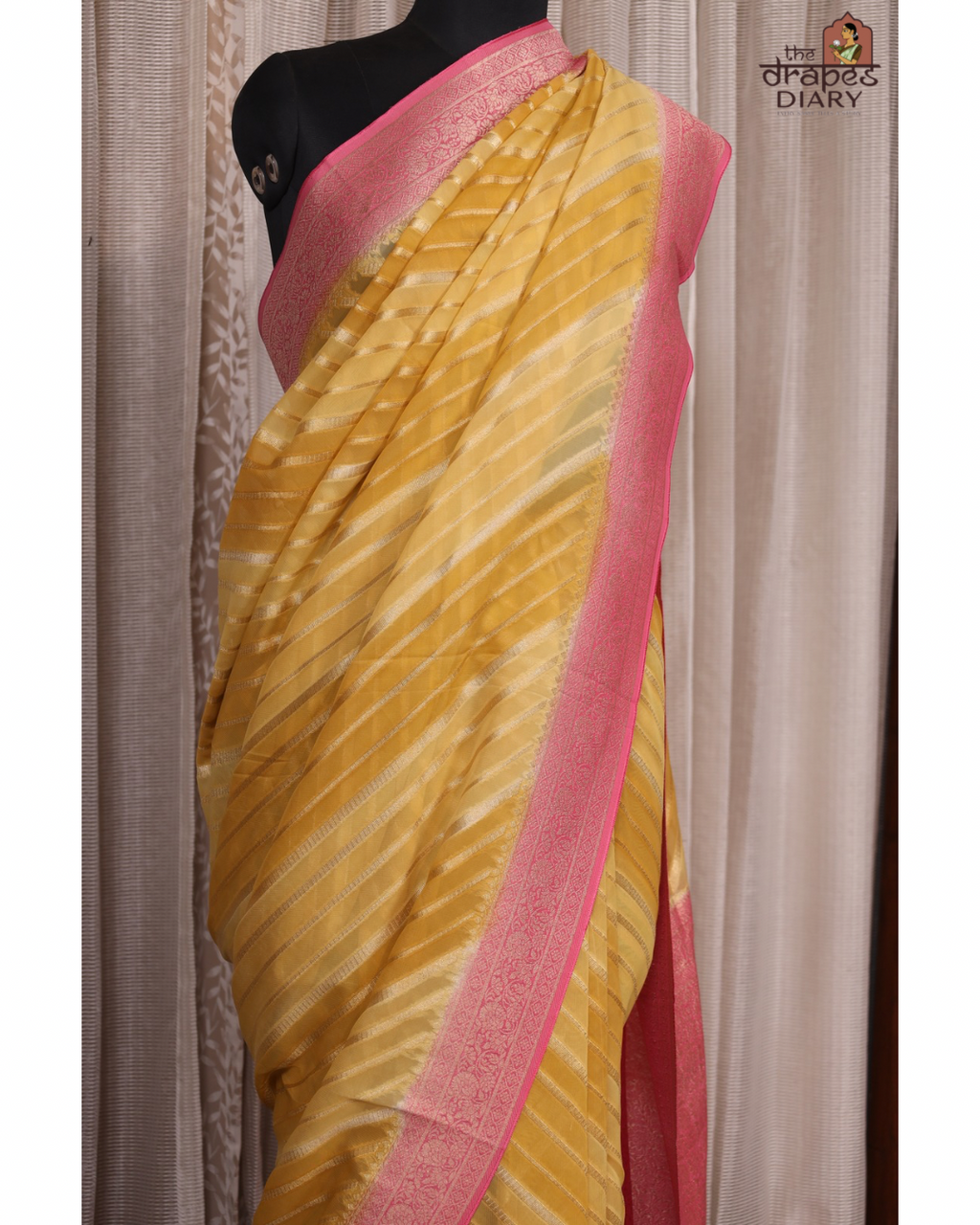Sunlit Leheriya – Lemon Yellow Georgette Saree