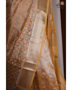 Golden Bloom – Golden Mustard Tissue Saree
