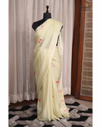 Lemon Glow – Soft Lemon Yellow Chiffon Saree