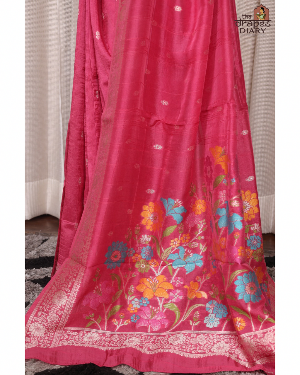 Rani Bagh - Tussar silk saree with Zari border and Meenakari Pallu