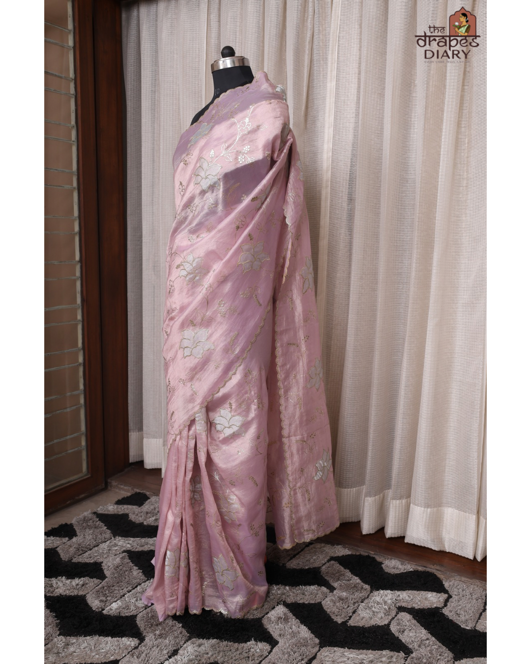 Lavender Mist – Soft Lilac Crush Tissue Saree