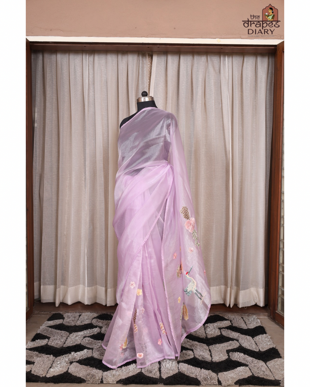 Enchanted Garden – Lavender Glass Tissue Saree