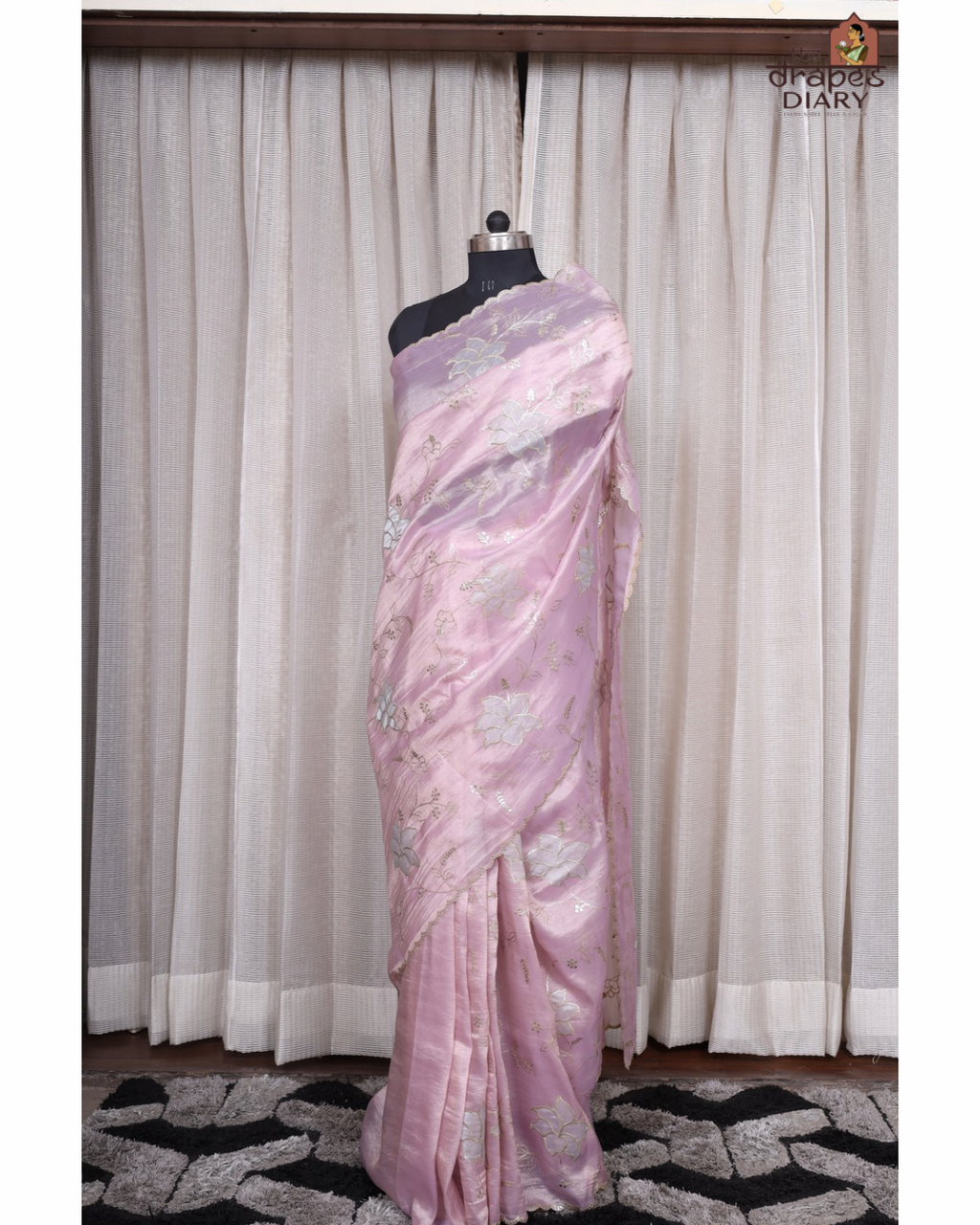 Lavender Mist – Soft Lilac Crush Tissue Saree