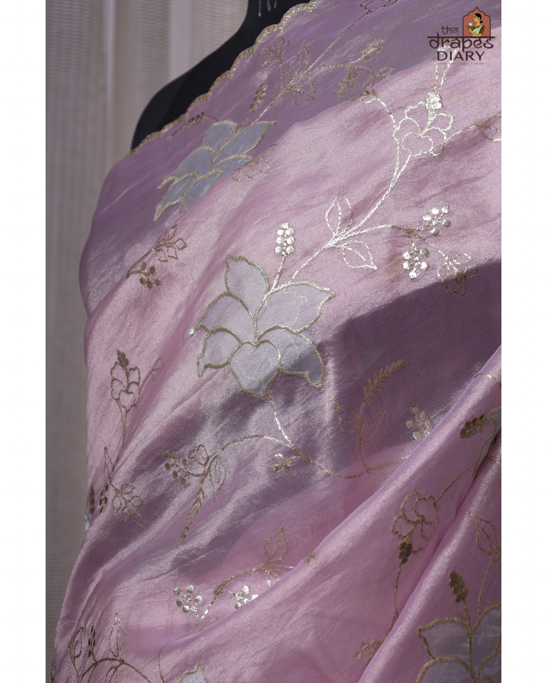 Lavender Mist – Soft Lilac Crush Tissue Saree