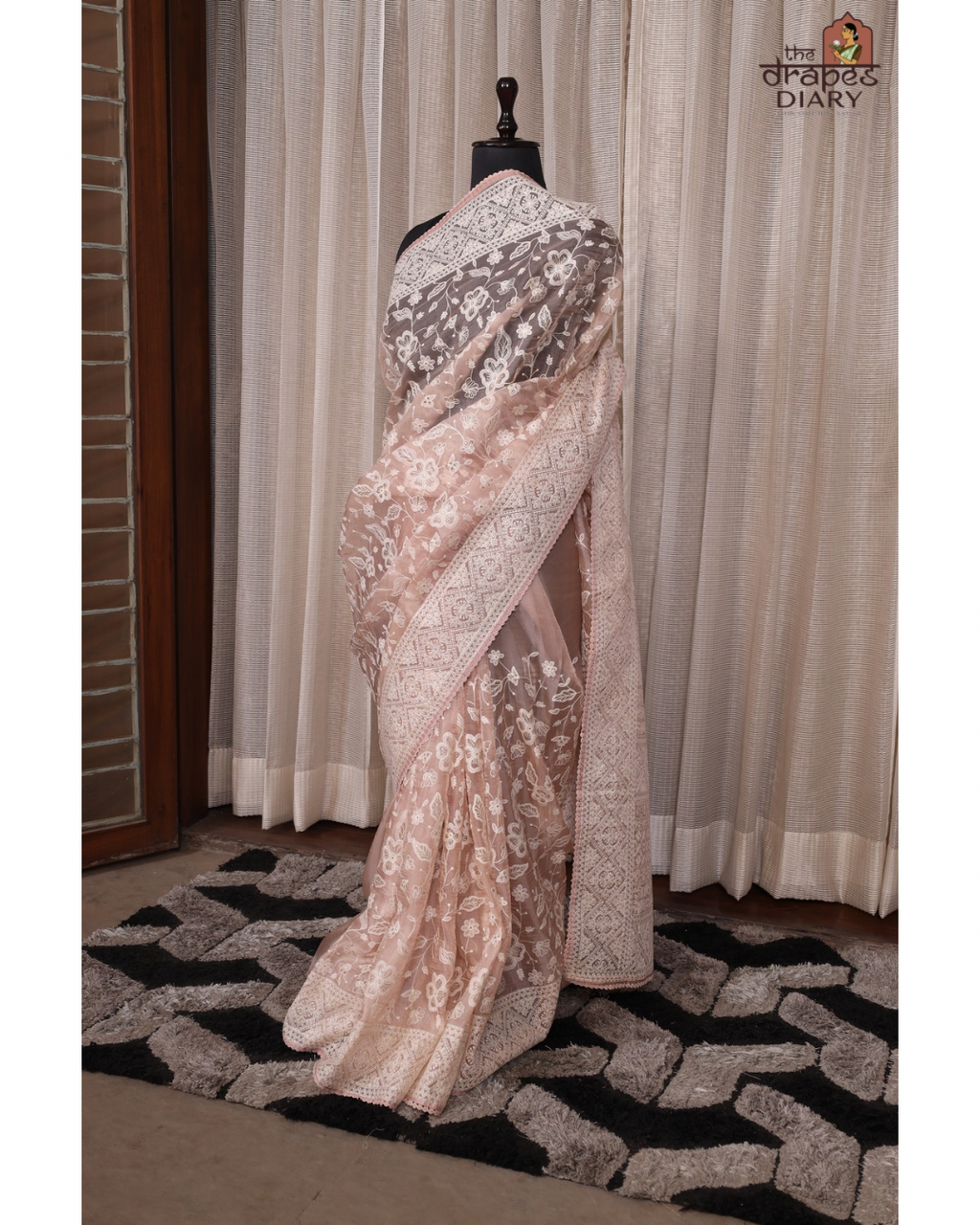 Rosé Reverie – Soft Blush Pink Georgette Saree