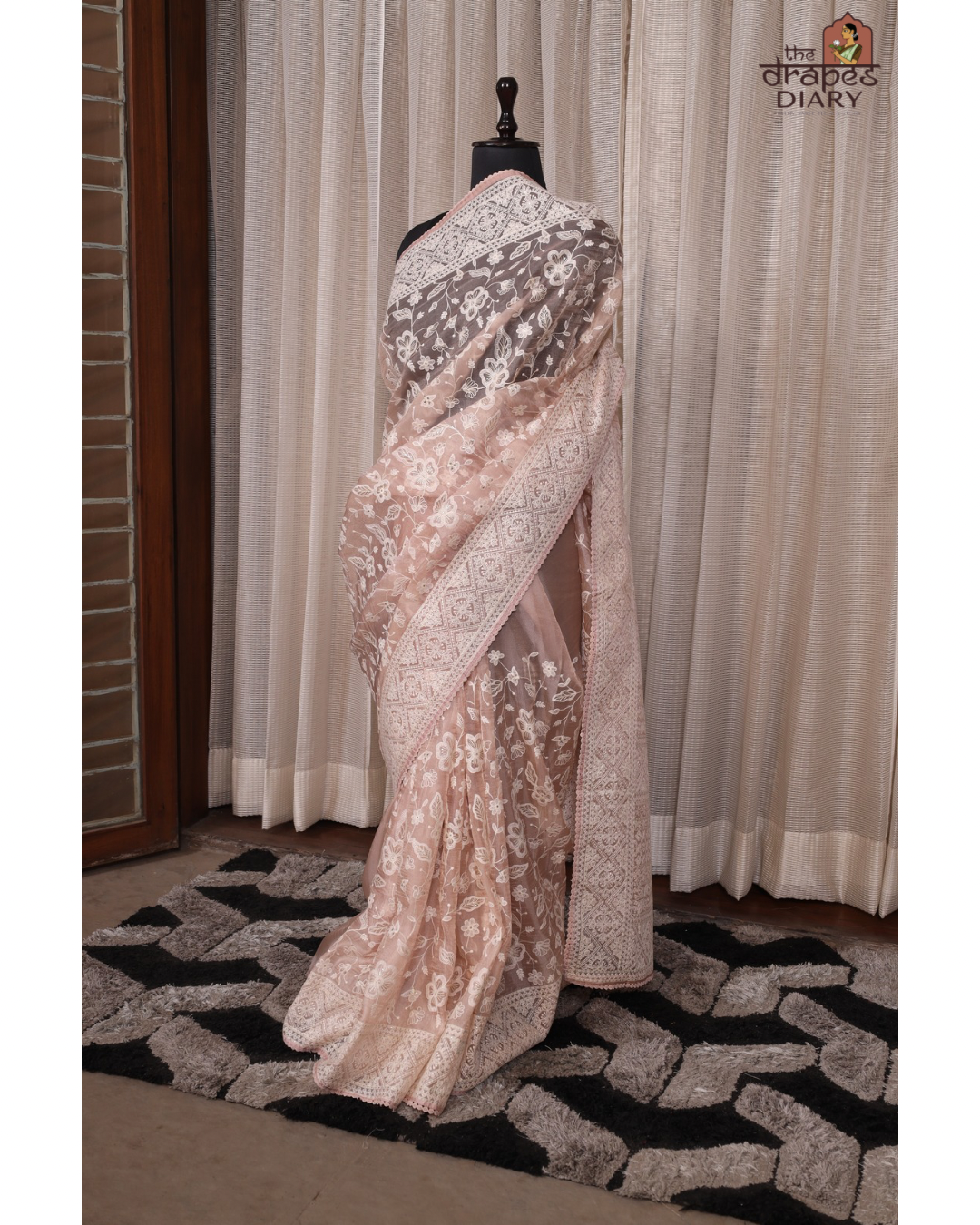 Rosé Reverie – Soft Blush Pink Georgette Saree