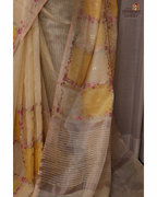 Golden Vine – Mustard Linen Tissue Saree
