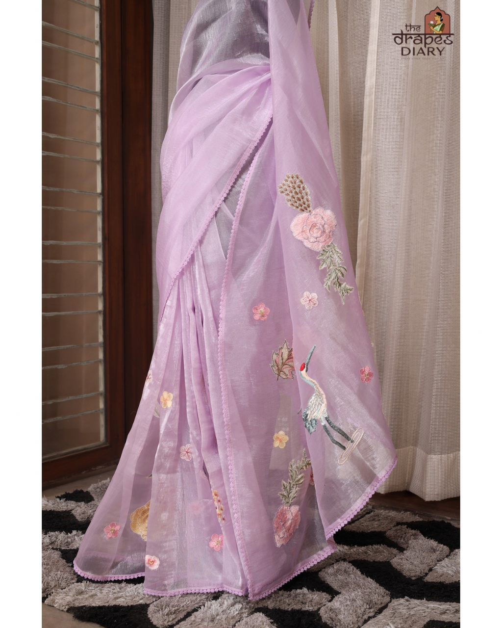 Enchanted Garden – Lavender Glass Tissue Saree