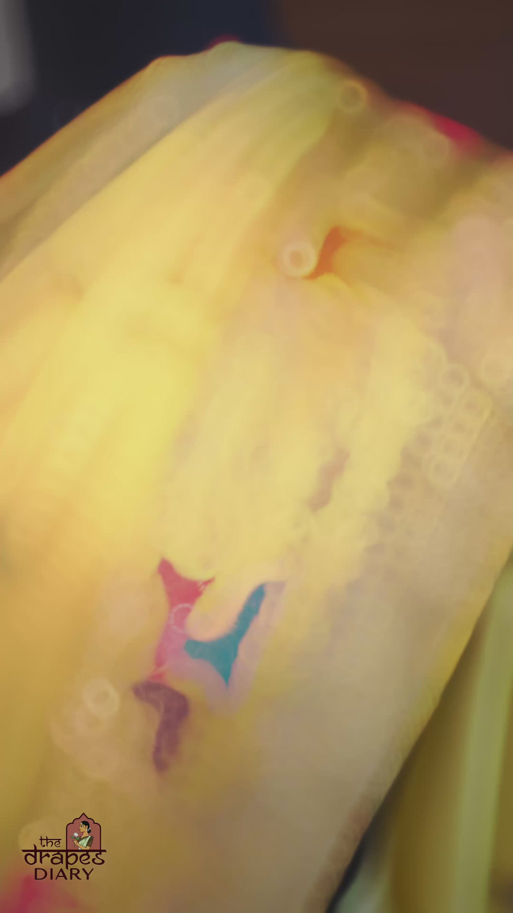 Golden Hunt – Lemon Yellow Satin Meenakari Saree