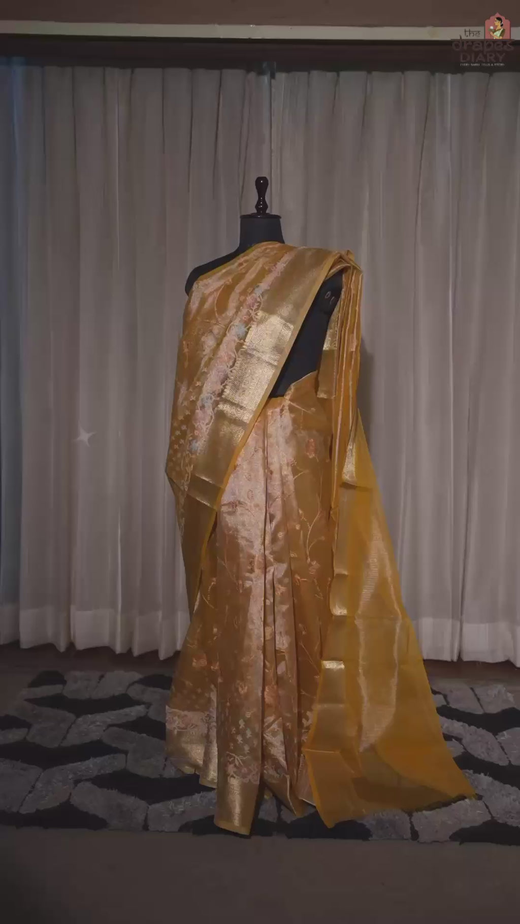 Golden Bloom – Golden Mustard Tissue Saree